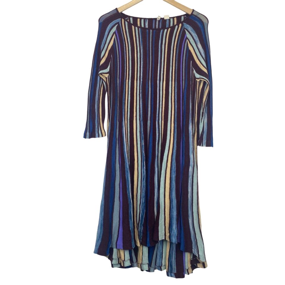 Anthropologie Moth Nora Sweater Dress Womens XS 3D Knit Striped Lagenlook Artsy